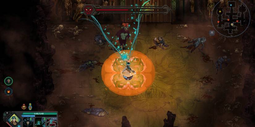 A player fighting undead enemies in Children of Morta