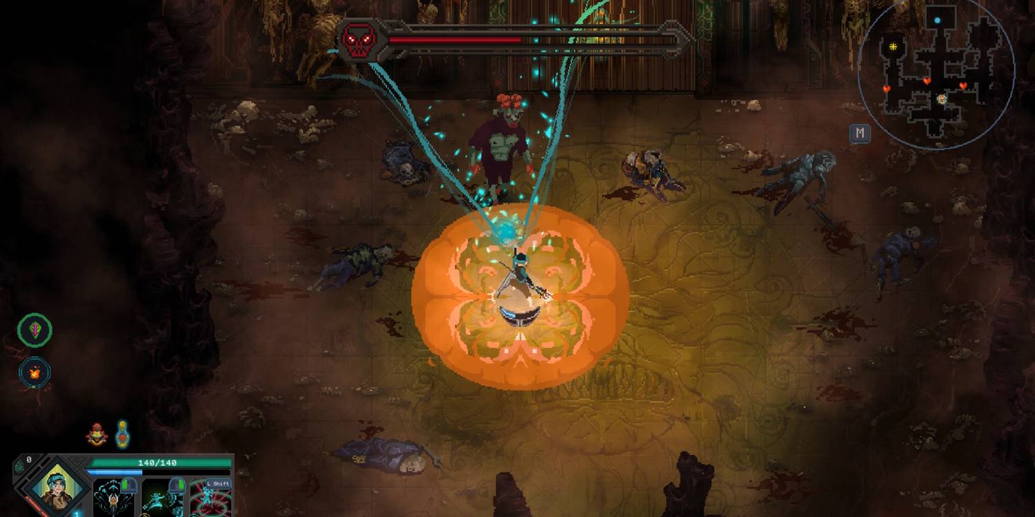 A player fighting undead enemies in Children of Morta