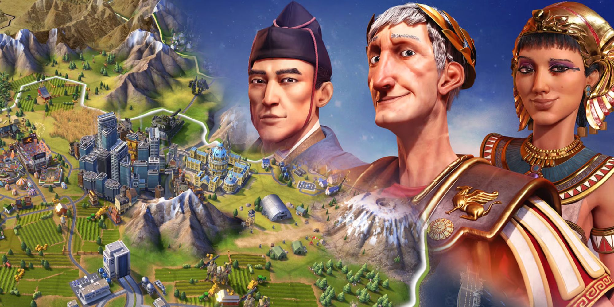 Hojo Tokimune, Julius Caesar, and Cleopatra in Civilization 6 