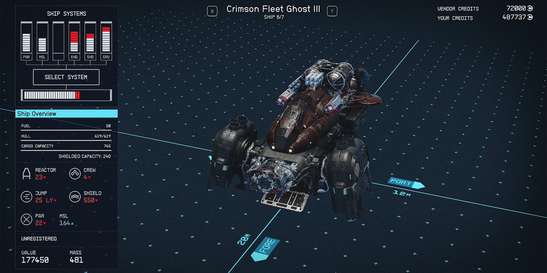 class a crimson fleet ghost iii ship in starfield