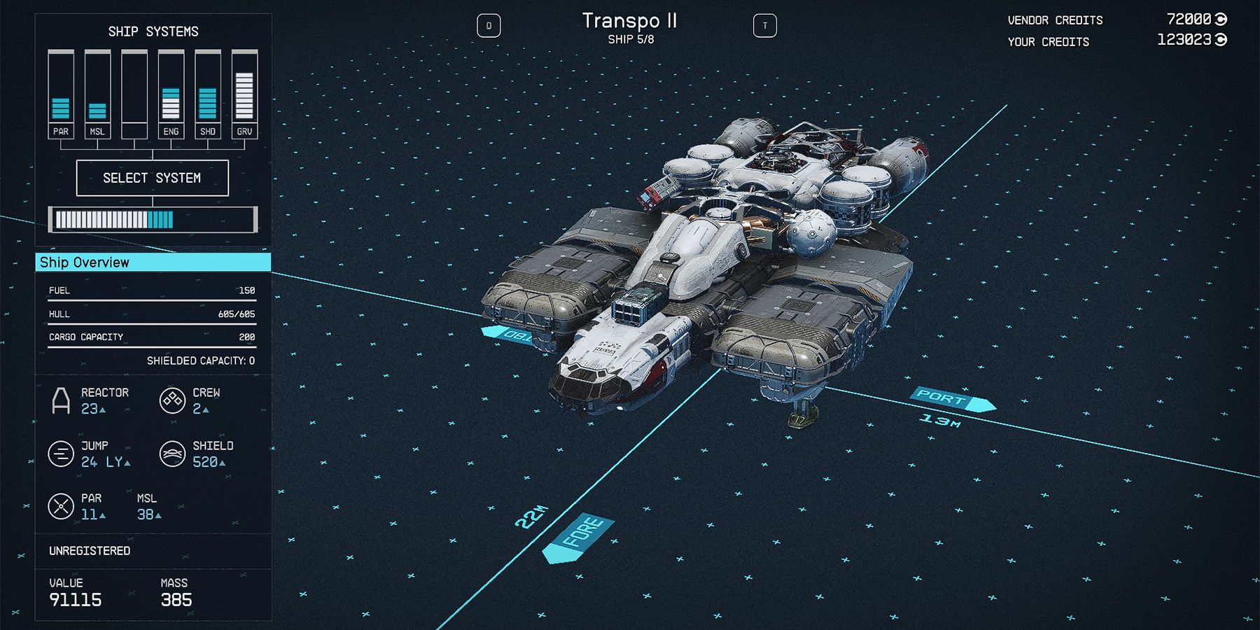 class a transpo ii ship in starfield