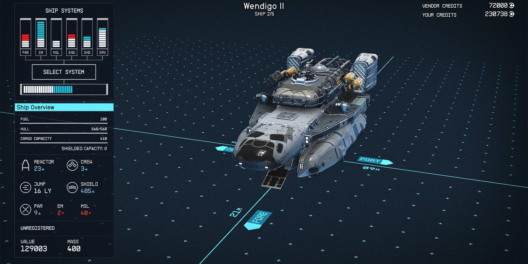 class a wendigo ii ship in starfield