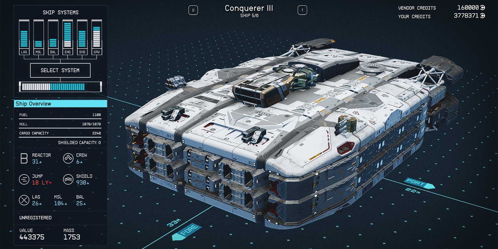 class b conquerer iii ship in starfield