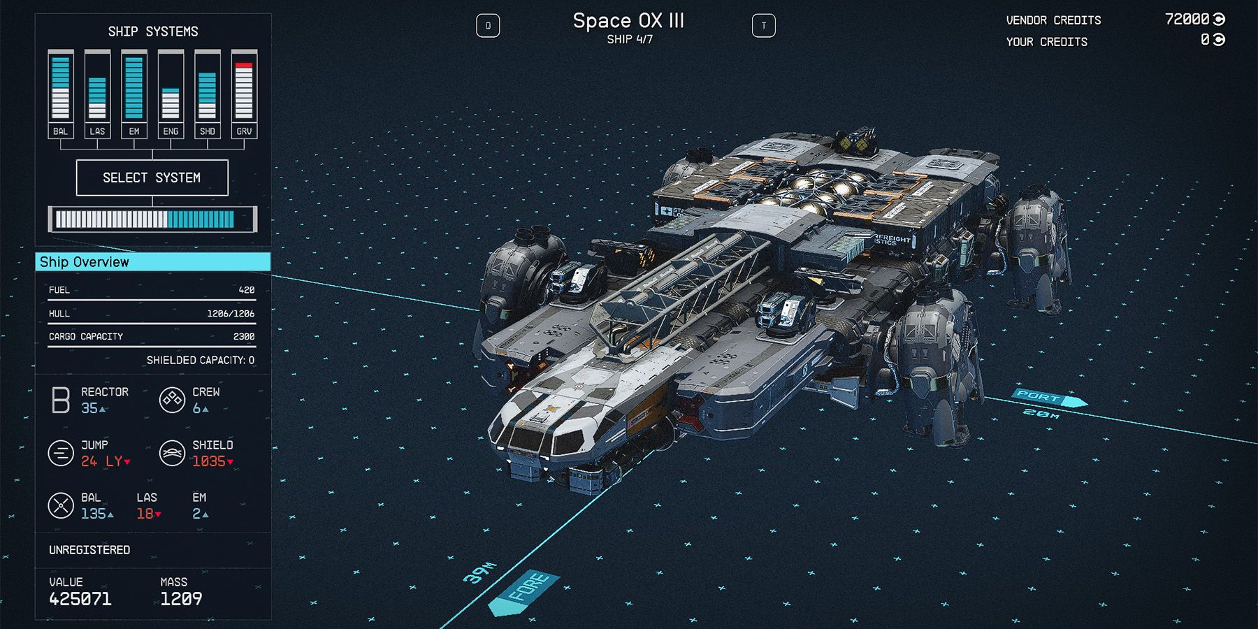 class b space ox iii ship in starfield