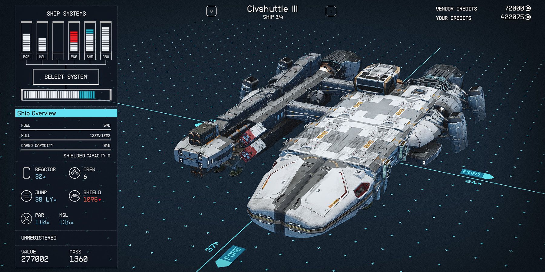 class c civshuttle iii ship in starfield