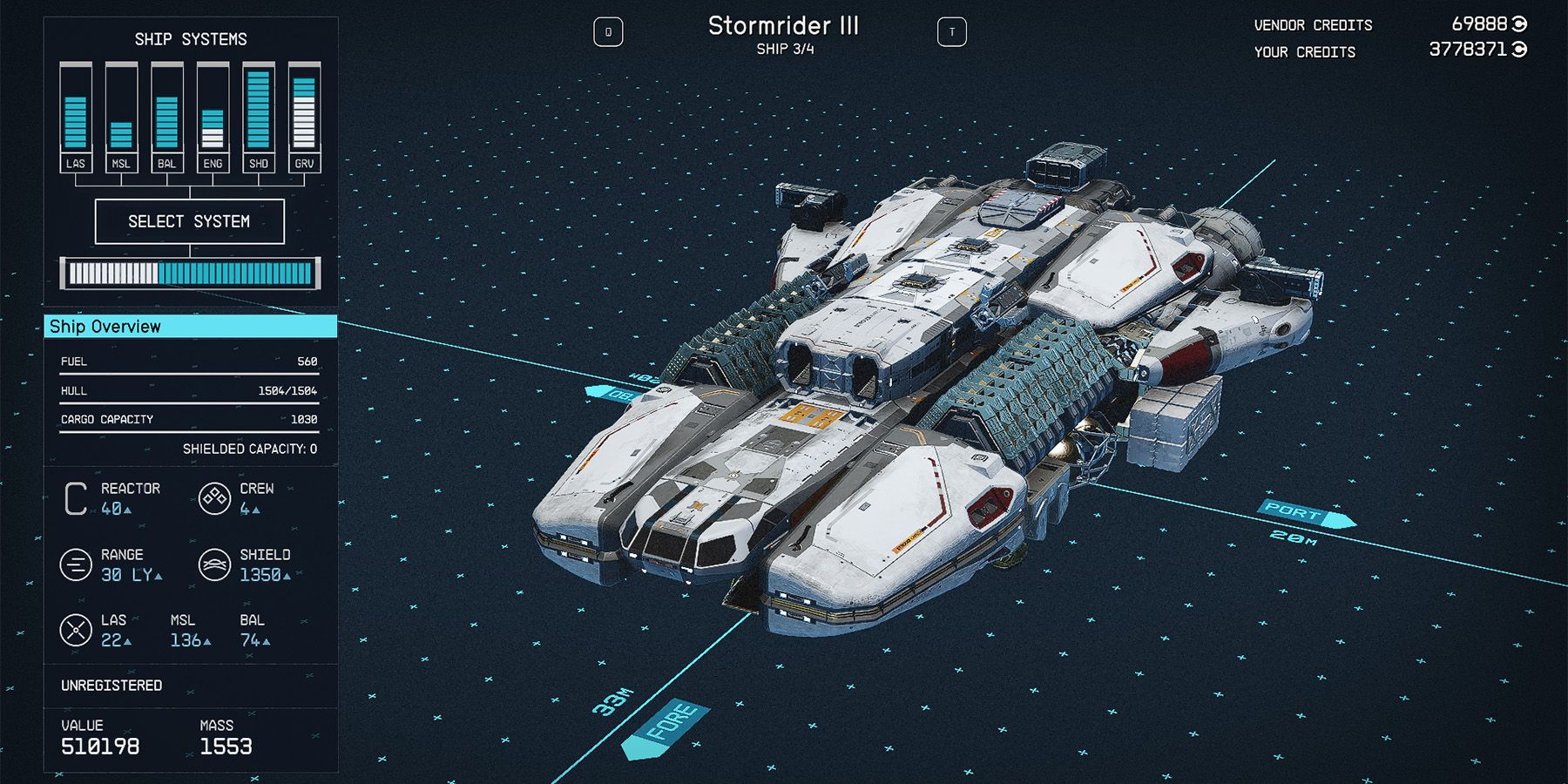 class c stormrider iii ship in starfield