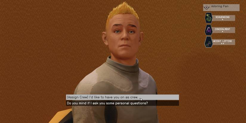 the adoring fan attributes and skills in starfield