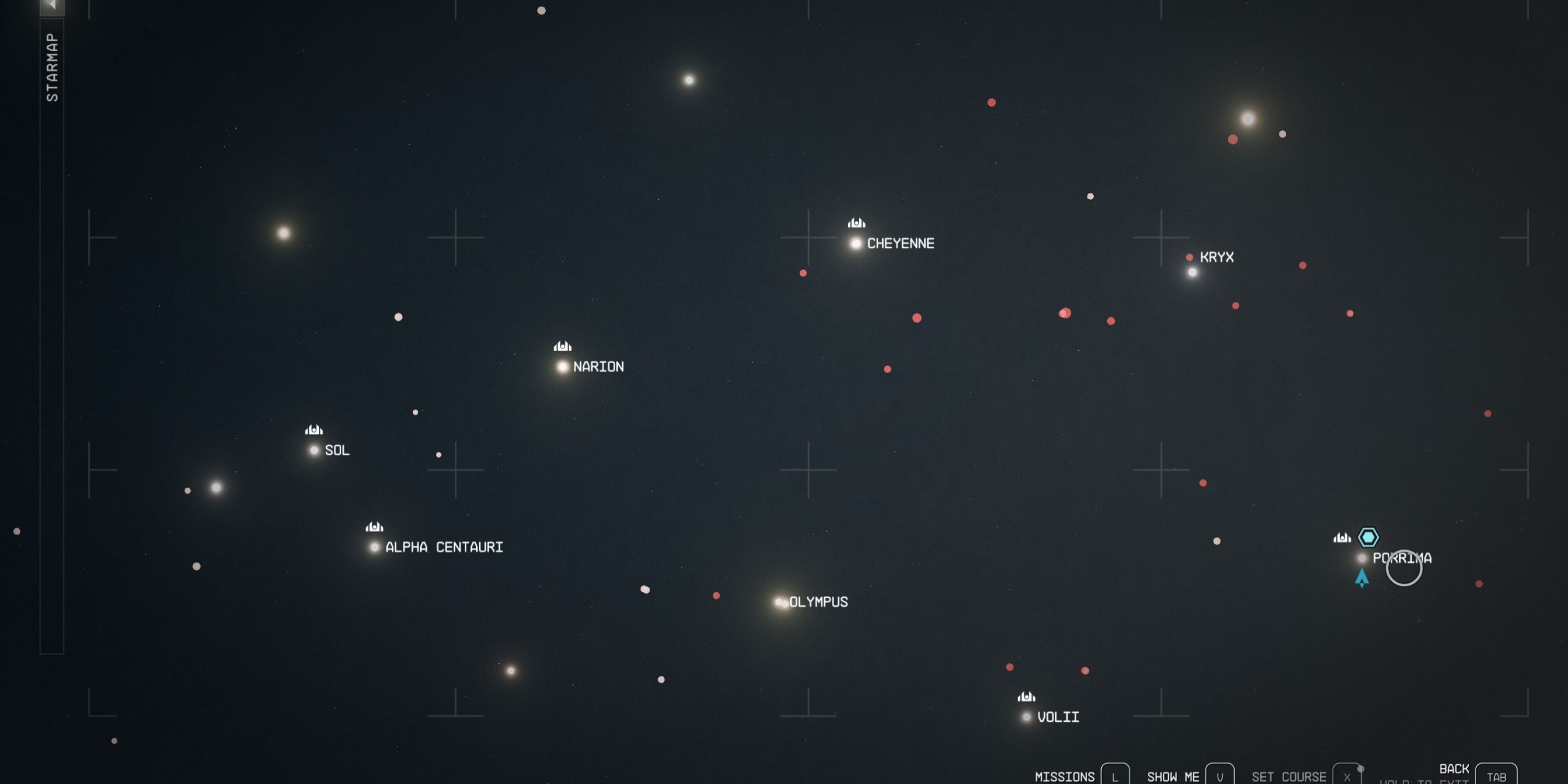 Porrima System location starfield map
