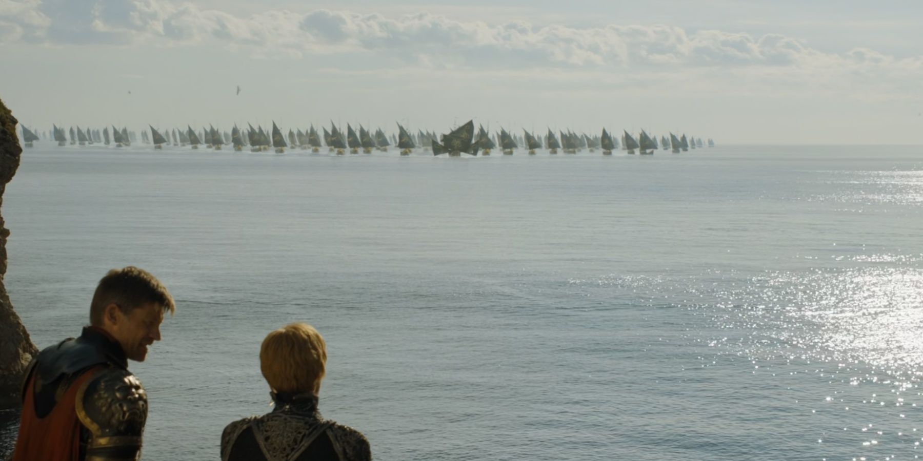 Jaime and Cersei Lannister take into legend the Iron Fleet's arrival. 