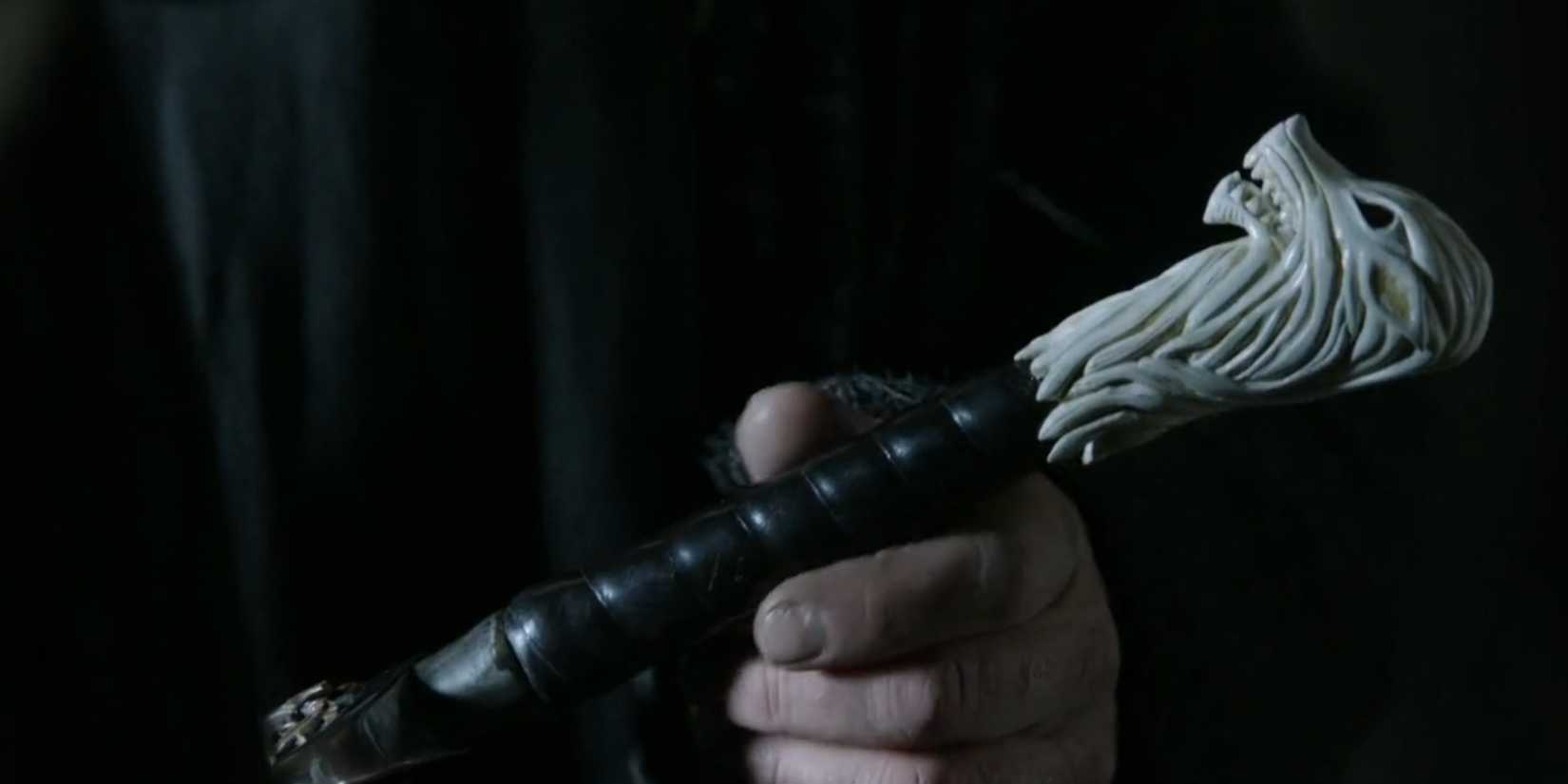 Jeor Mormont aka the Old Bear holds the Longclaw in Game of Thrones.
