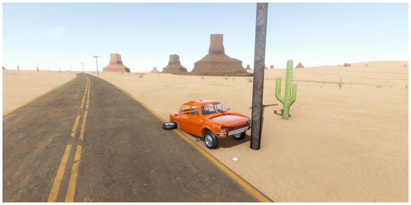 The Long Drive crashed car