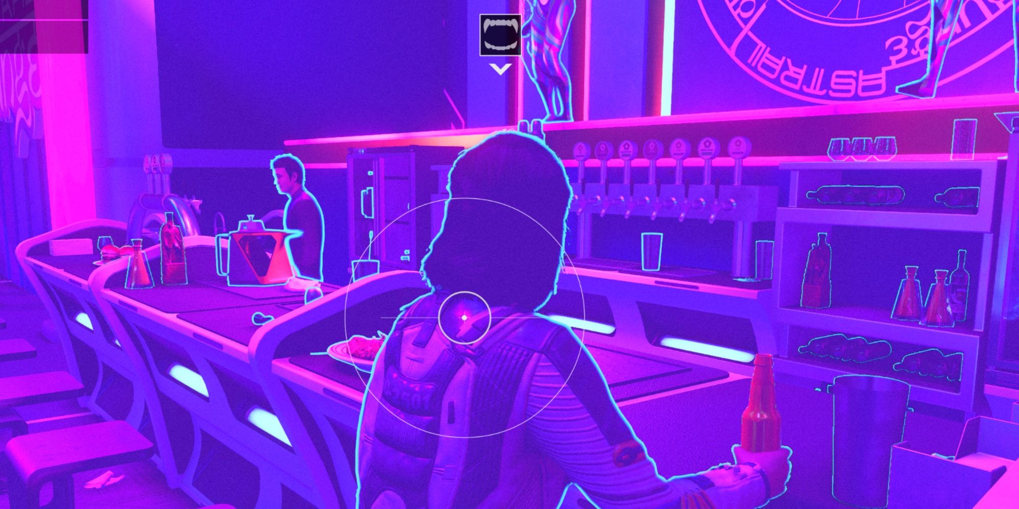 intimidating an npc in a neon bar