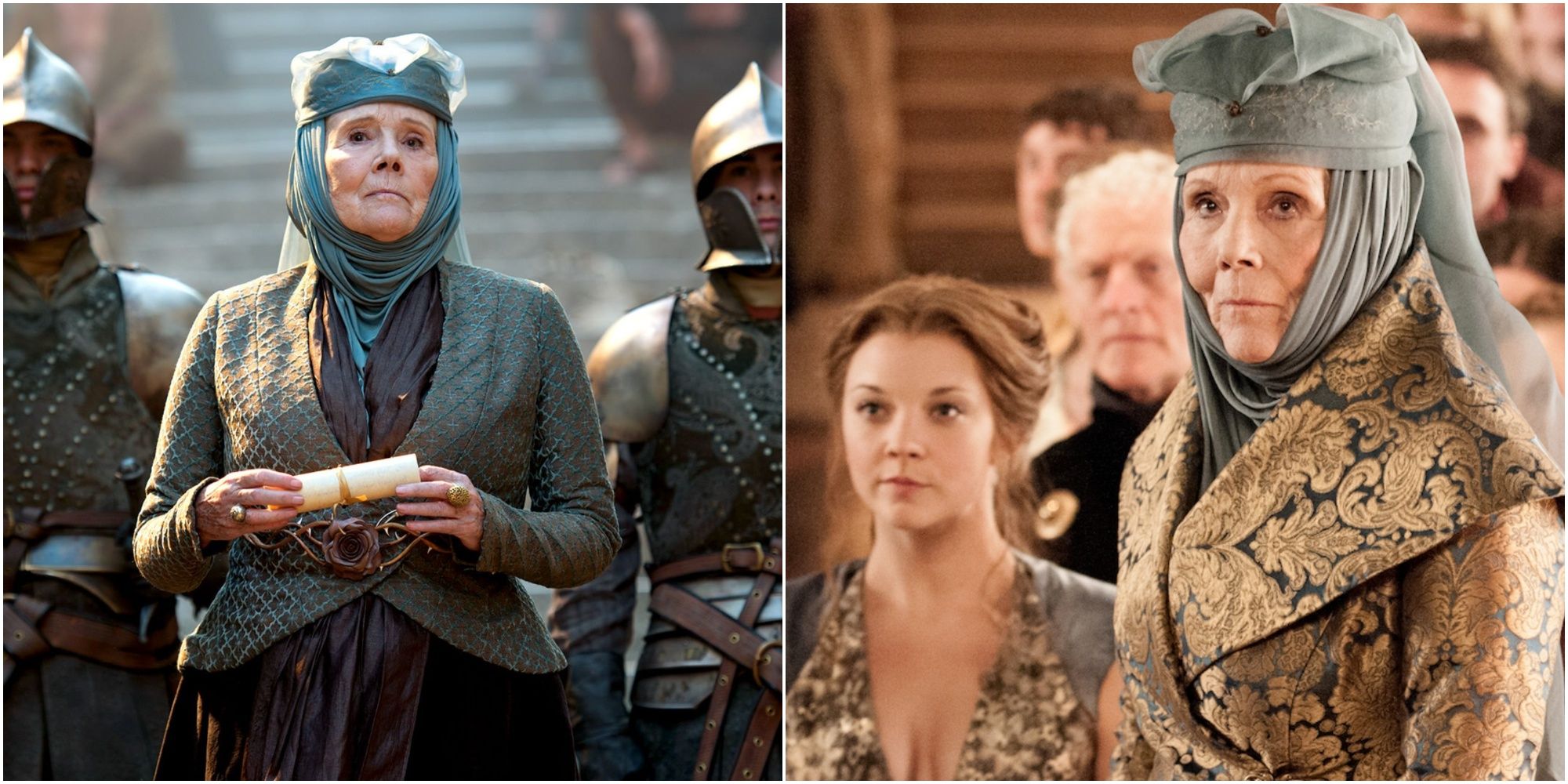 Split image of Olenna Tyrell and Margaery Tyrell in Game of Thrones.