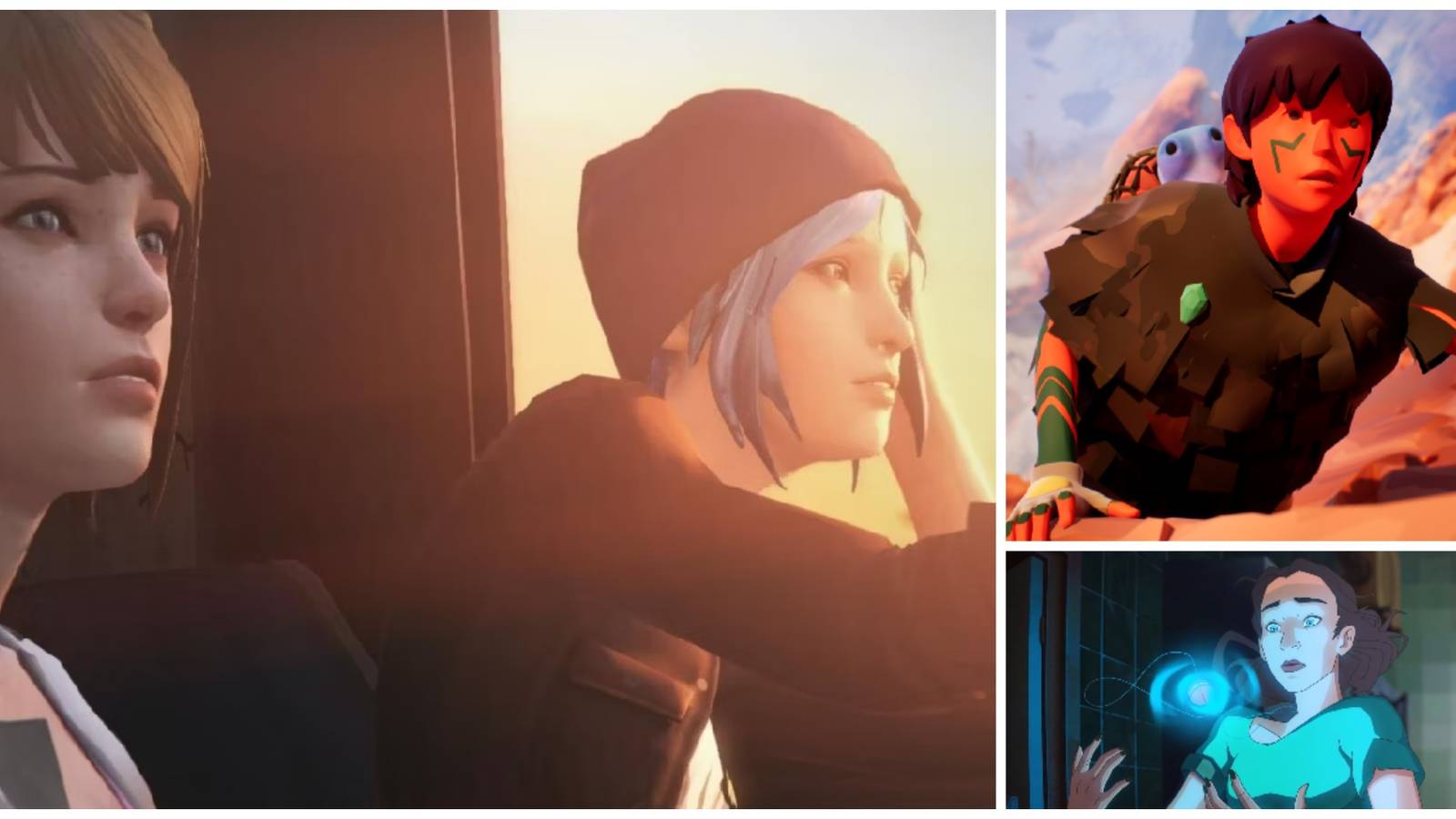 Max, Chloe, Climber, and Poppy in a collage next to one another