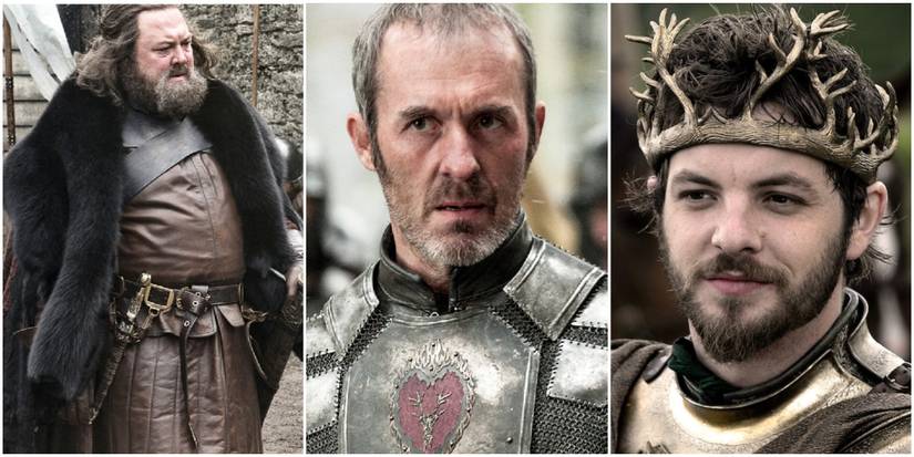 Images showing Robert, Stannis, and Renly Baratheon in Game of Thrones. 