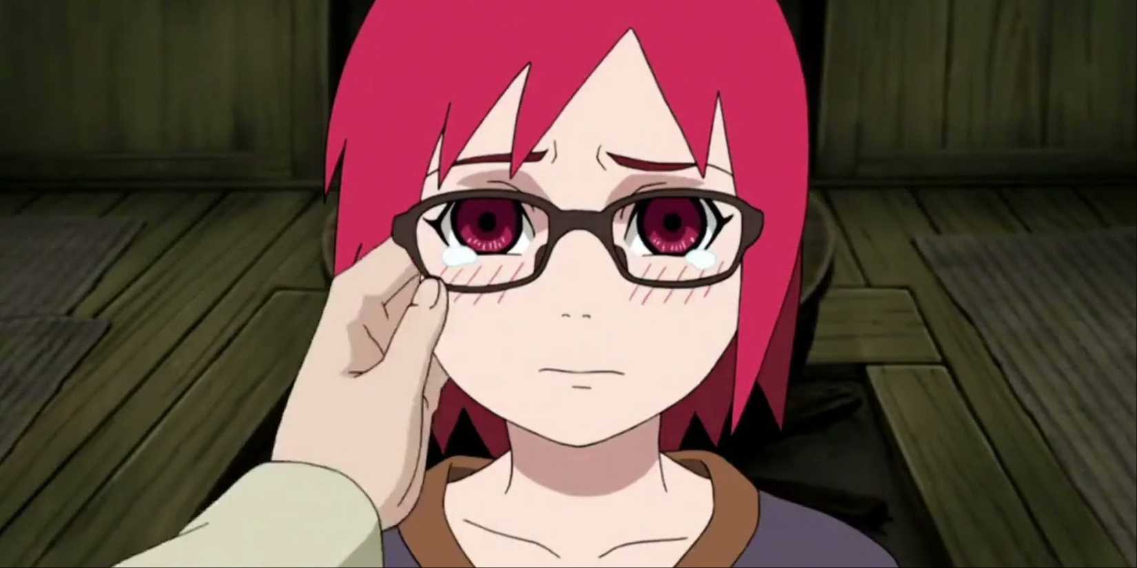 Young Karin Saying A Tearful Goodbye to Her Mom In Naruto