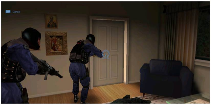 SWAT 3 leading squad mates in a house