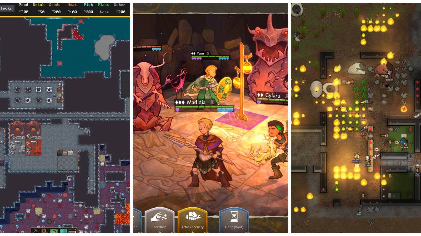 Best Games With Organic Storytelling (Featured Image) - Dwarf Fortress + Wildermyth + RimWorld