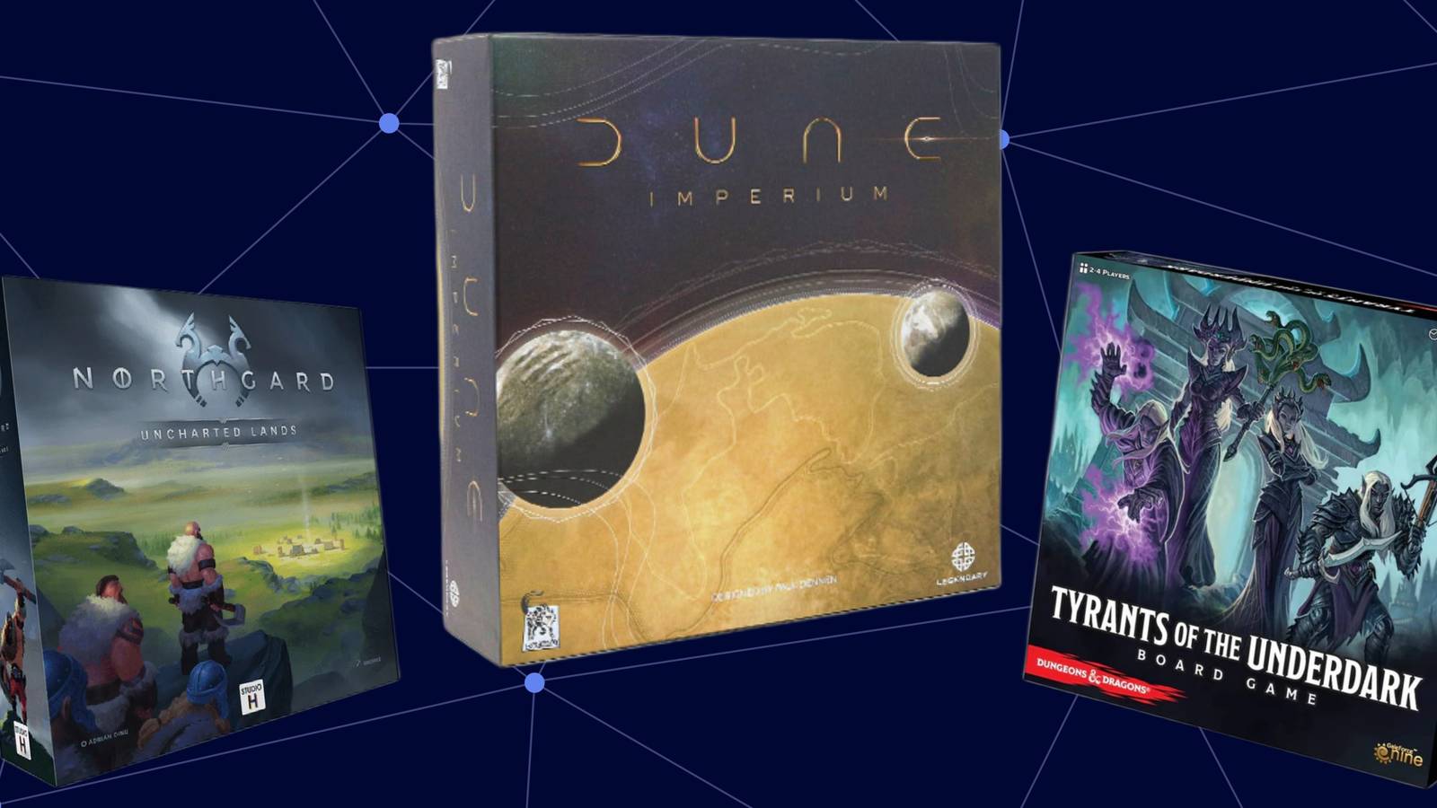 Best Deck-Building Board Games For Strategy Fans (Featured Image)- Northgard: Uncharted Lands + Dune Imperium + Tyrants Of The Underdark