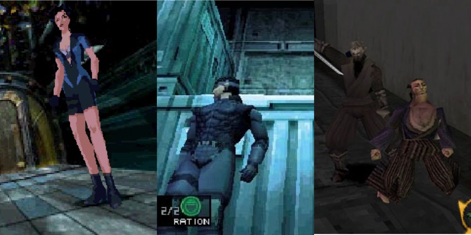 collage image of fear effect, metal gear solid and tenchu