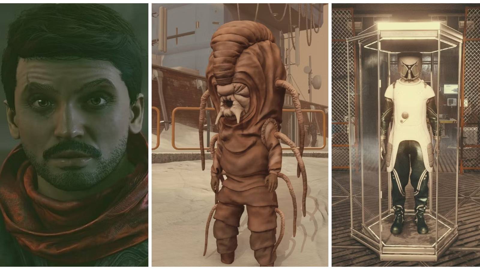 delgado crimson fleet leader, monster costume, mantis lair in starfield