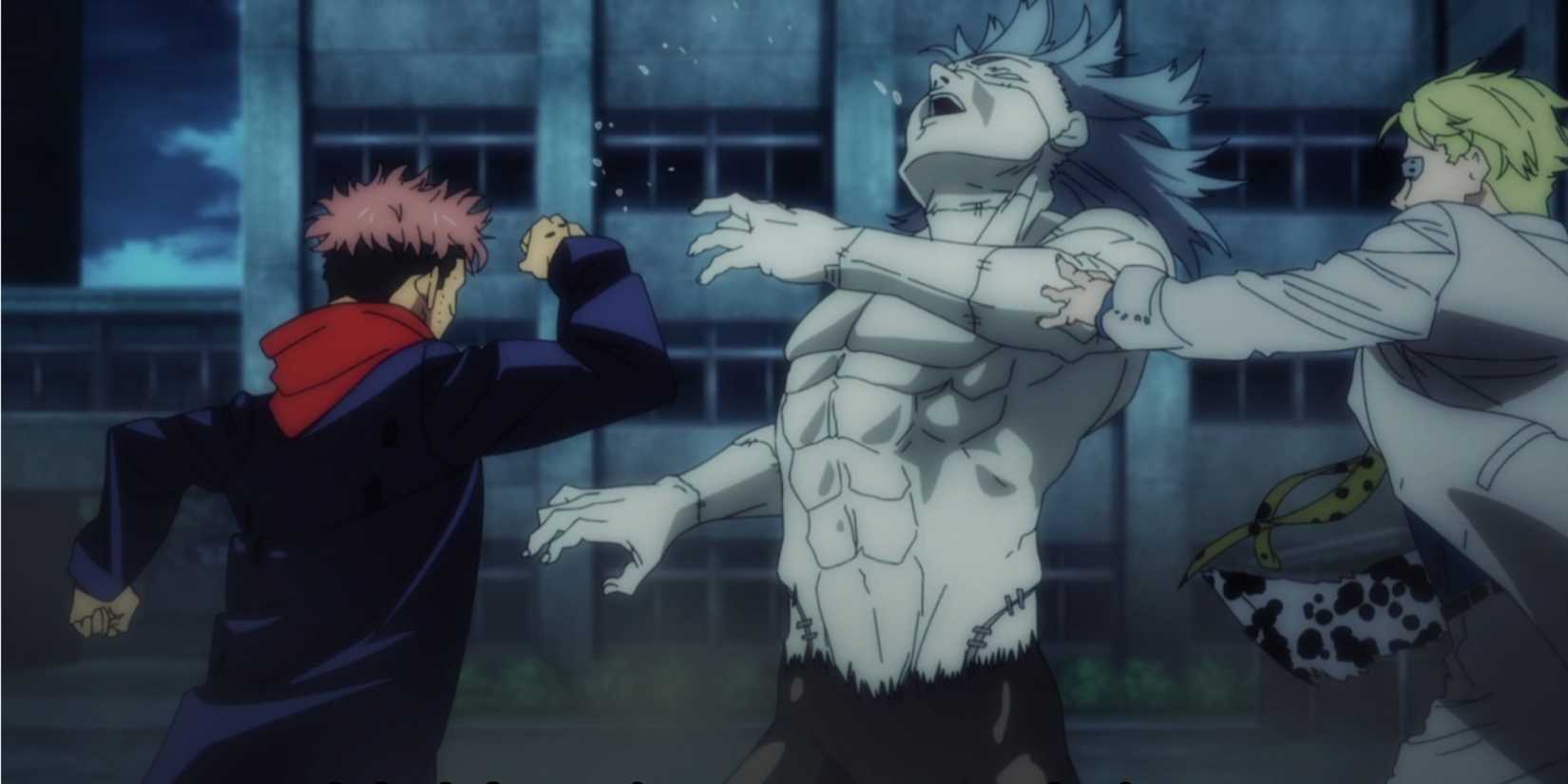 Mahito gets beaten up by Itadori and Kento Nanami.