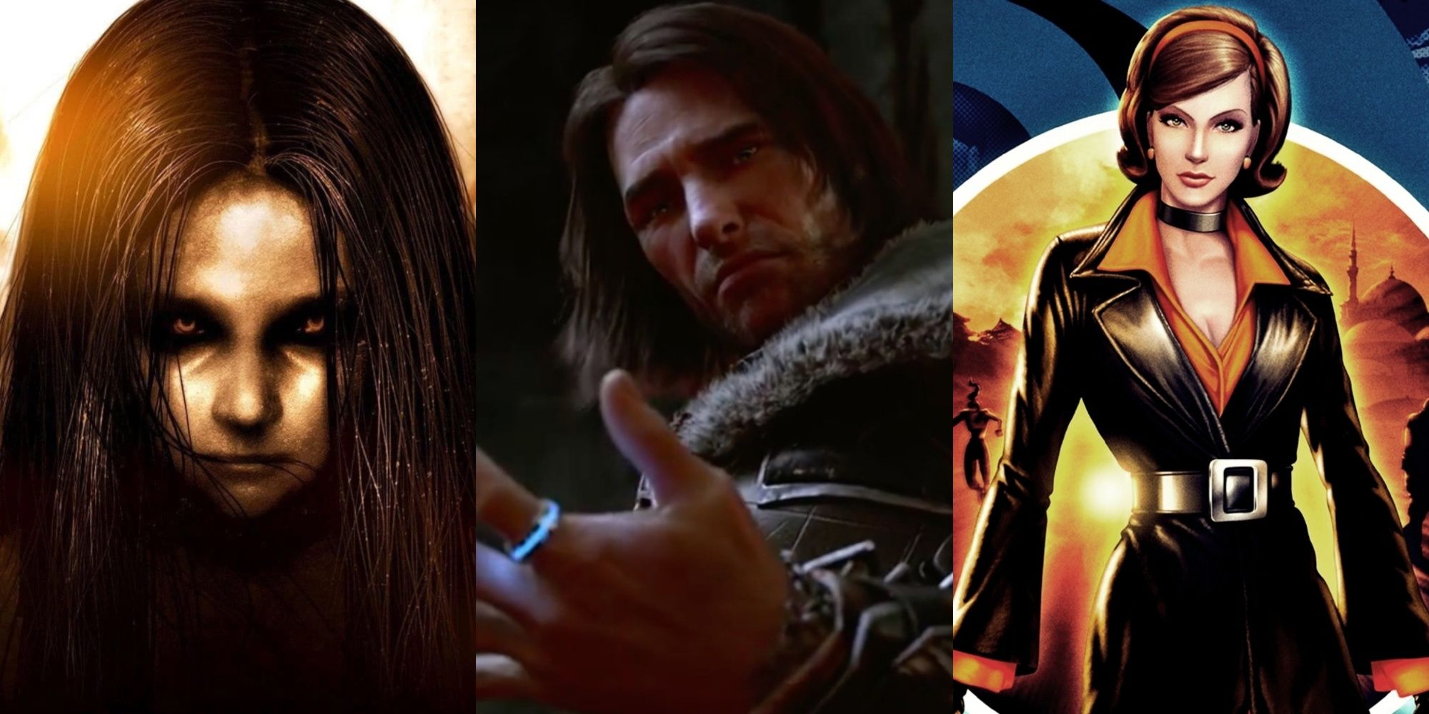 Alma, Talion, and Cate Archer next to one another in a collage