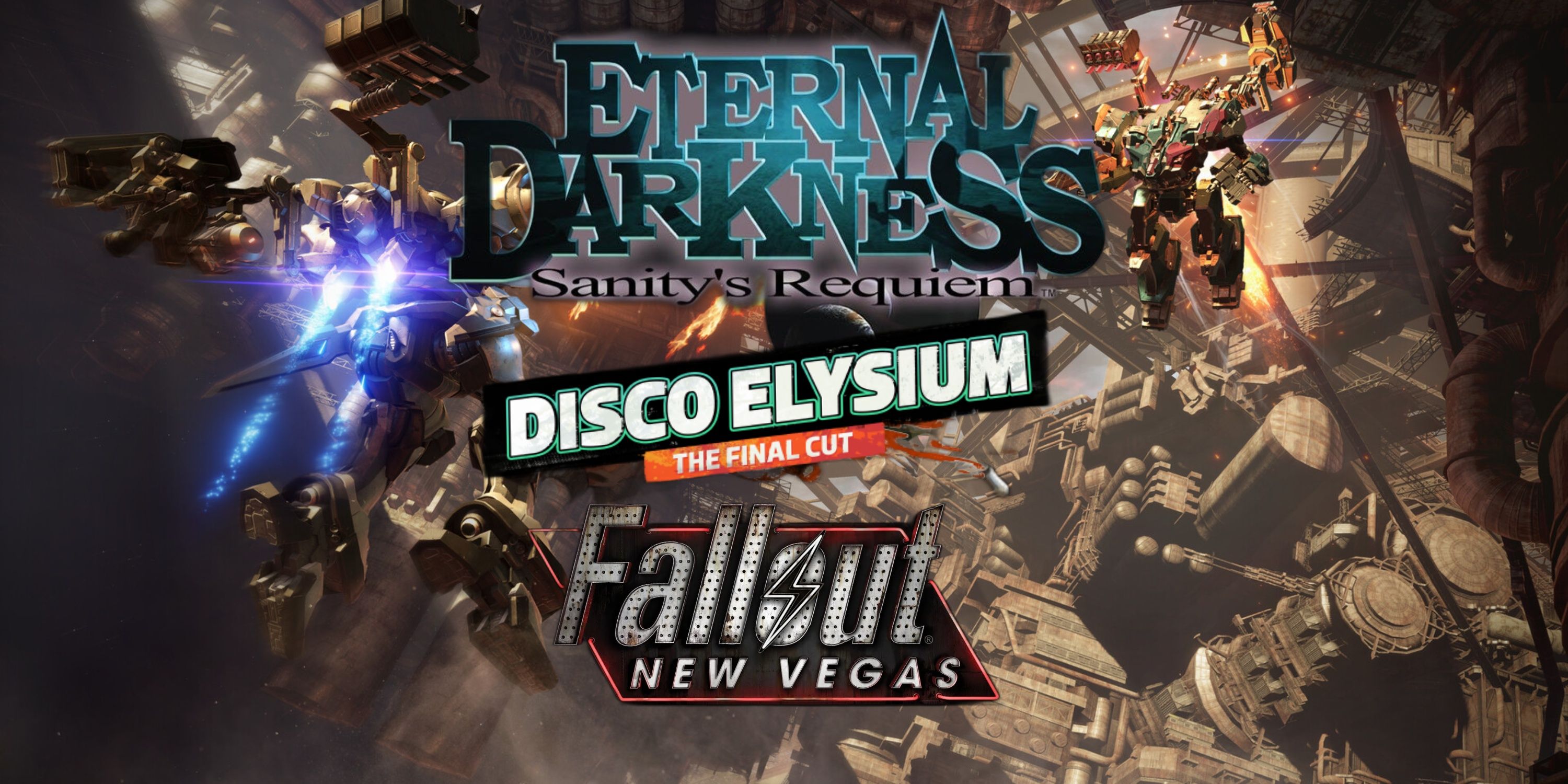 Games You Should Play Multiple Times (Featured Image) - Armored Core 6 + Disco Elysium + Fallout: New Vegas + Eternal Darkness