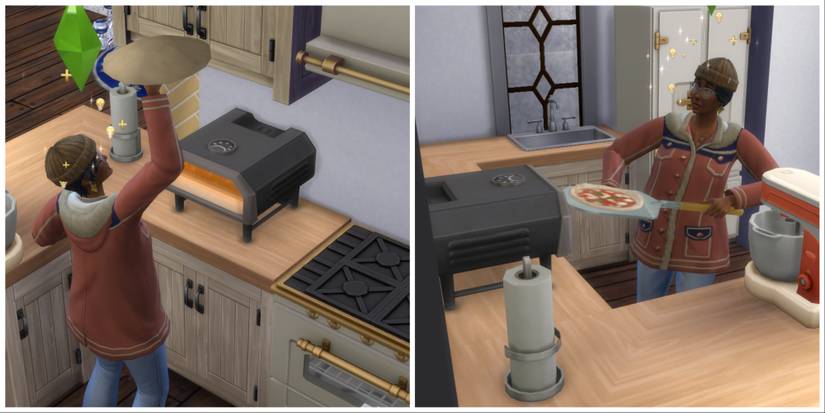 making pizza with the pizza oven item