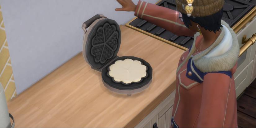 batter in waffle maker