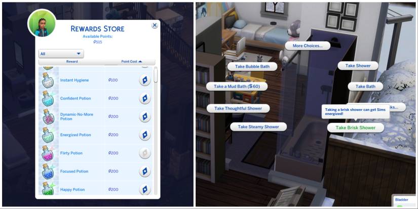 becoming energized with potions and brisk shower