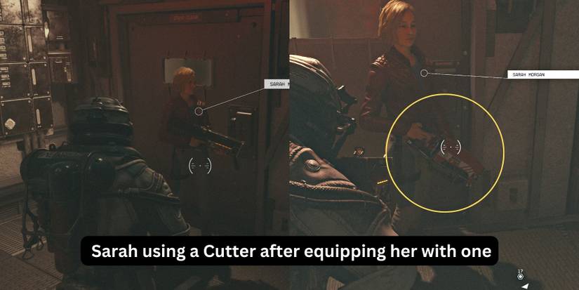 image showing sarah using a different gun after giving her one in Starfield