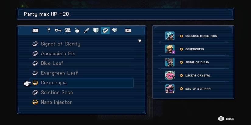 Cornucopia accessory in Sea of Stars