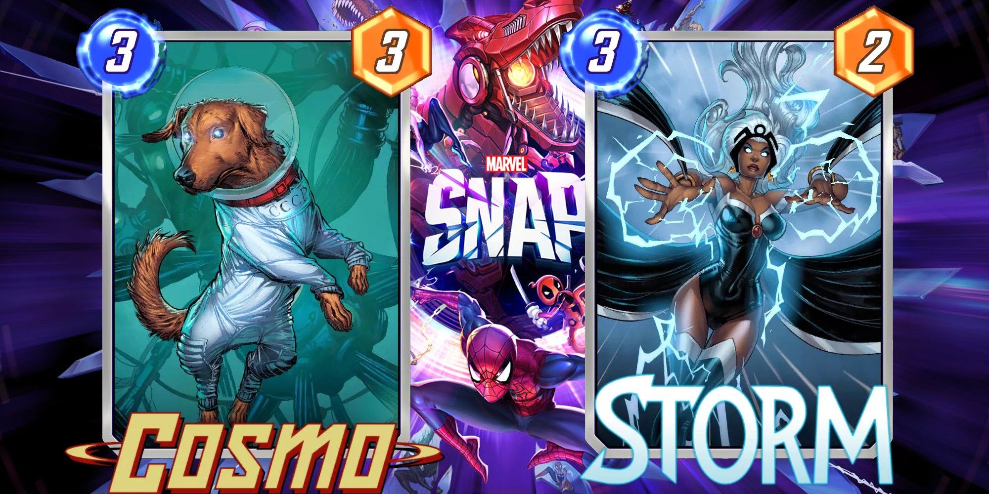 Storm and Cosmo's cards marvel snap