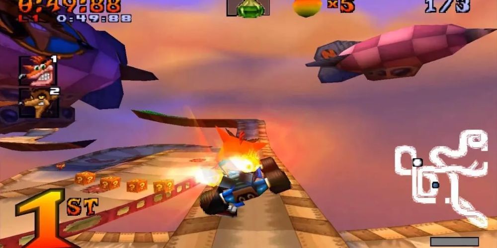 Crash Bandicoot racing in Crash Team Racing 