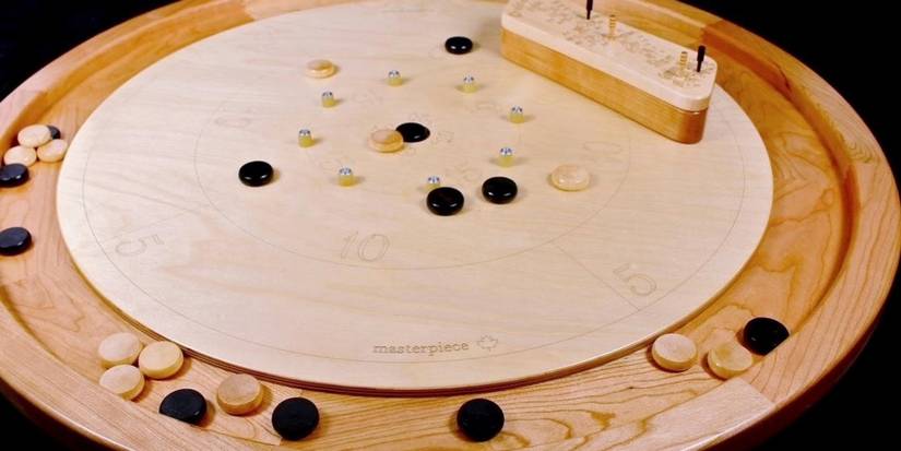 Crokinole board and pieces