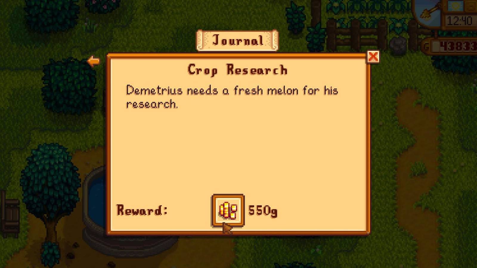 crop research story quest stardew valley