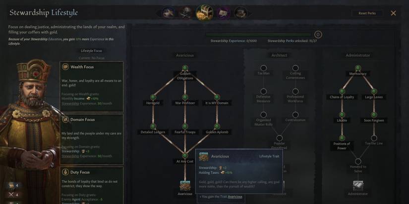 Crusader Kings 3 Avaricious Lifestyle Trait