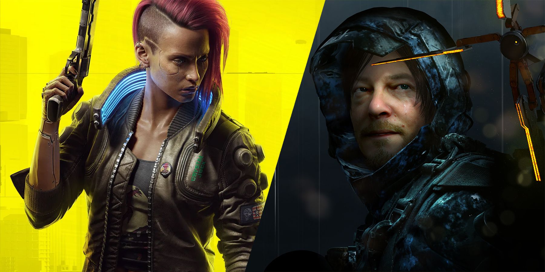 Cyberpunk 2077 and Death Stranding covers collage