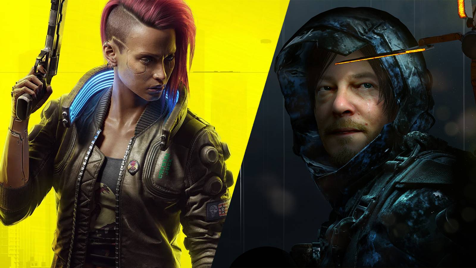 Cyberpunk 2077 and Death Stranding covers collage