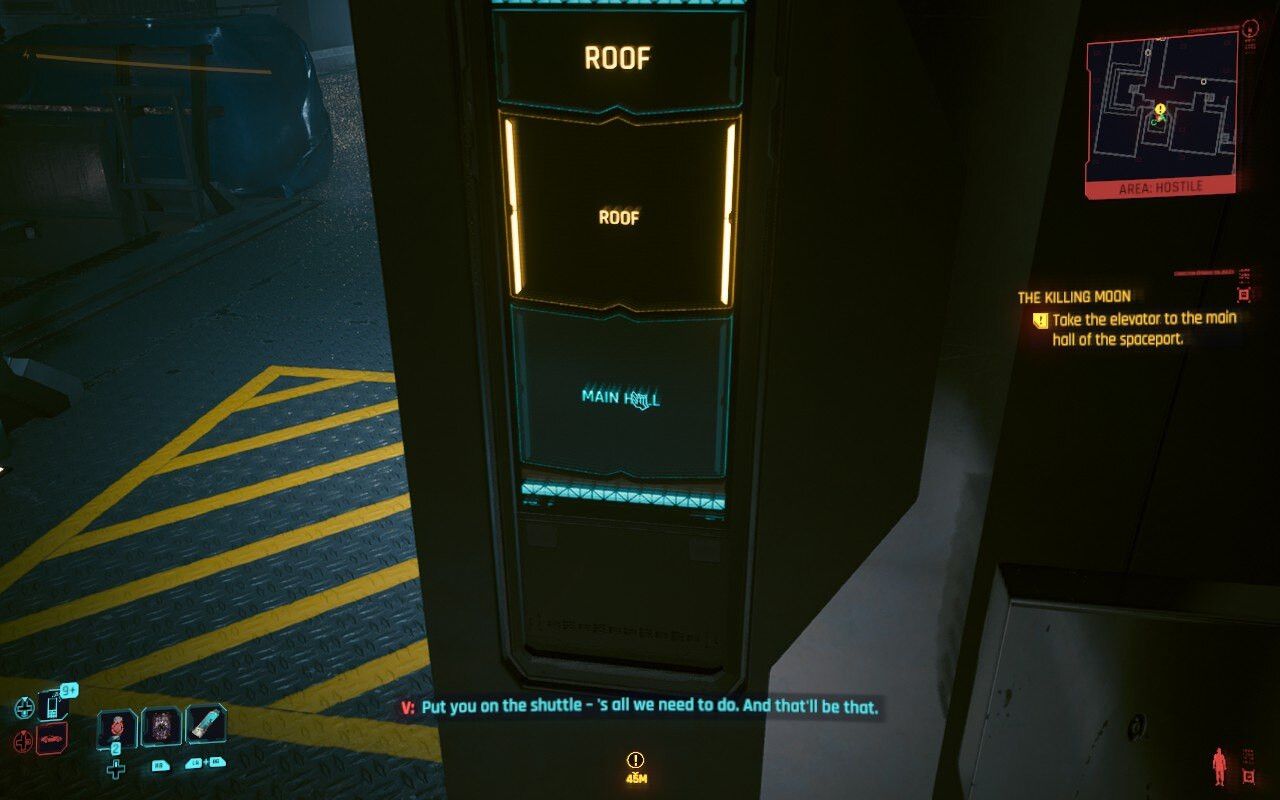 cyberpunk 2077 elevator to main hall