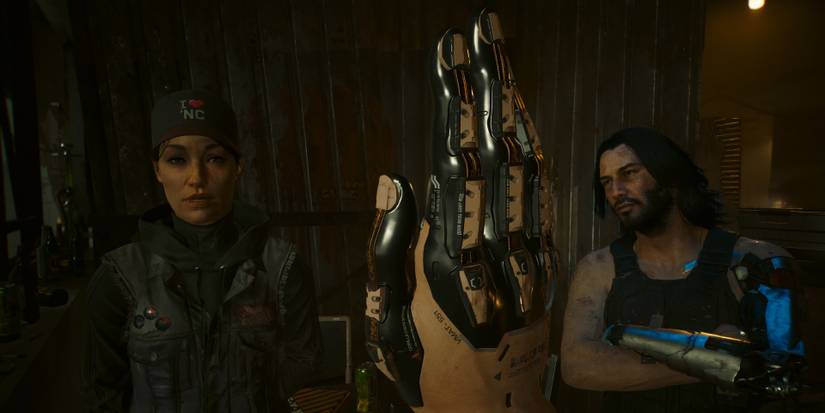 johnny silverhand watching v take the oath from president myers