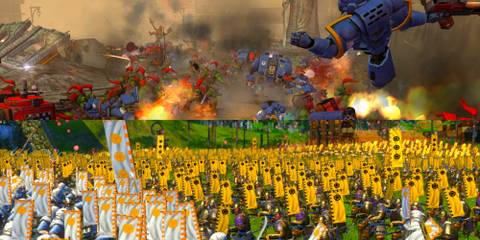 Warhammer 40k dawn of war combat image and Total War Shogun 2 grand combat image