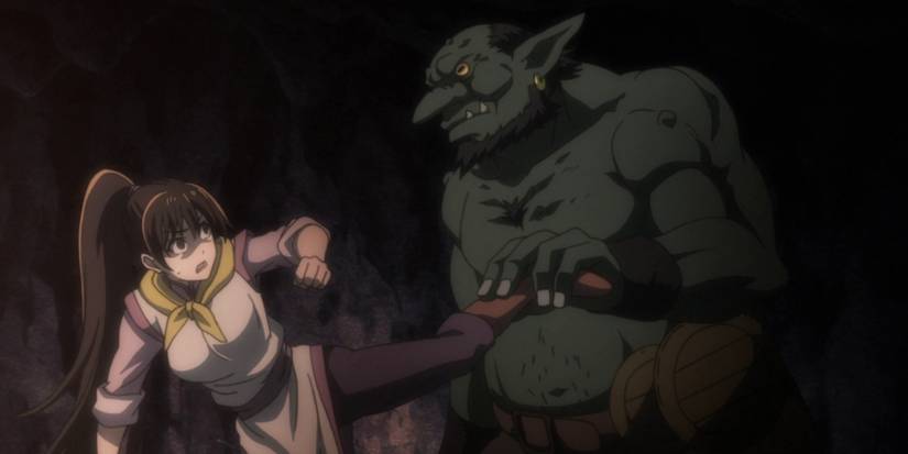 Hobgoblin holding an adventurer's leg