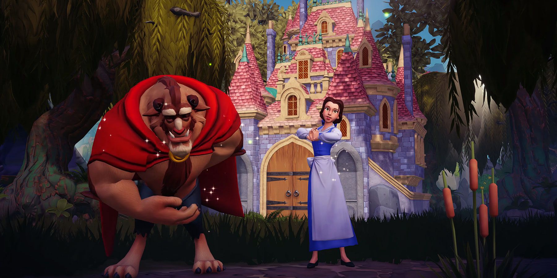 Belle and The Beast in Disney Dreamlight Valley.