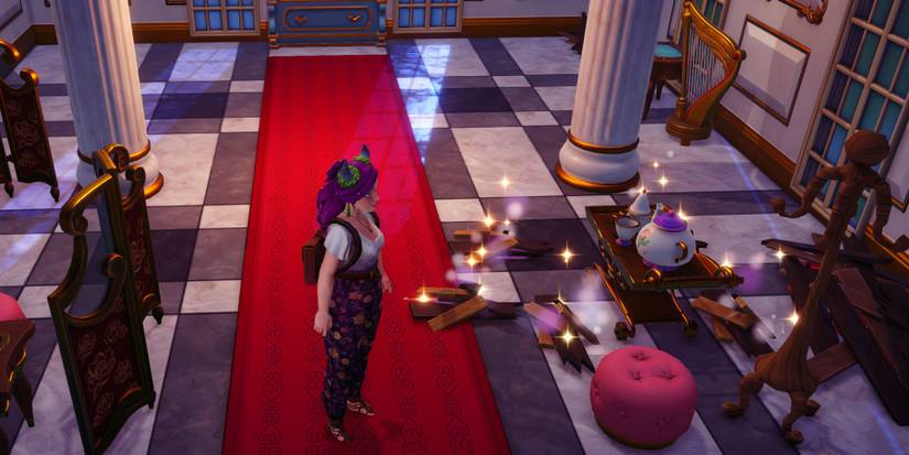 The Beast's broken furniture in Disney Dreamlight Valley.