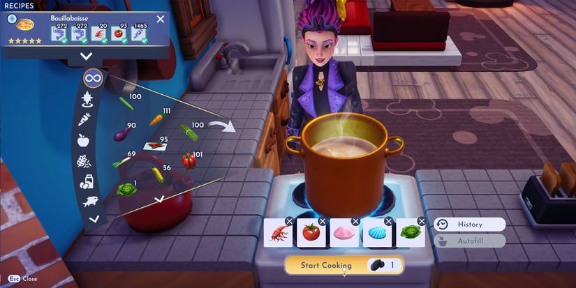 Cooking Bouillabaisse in Disney Dreamlight Valley.