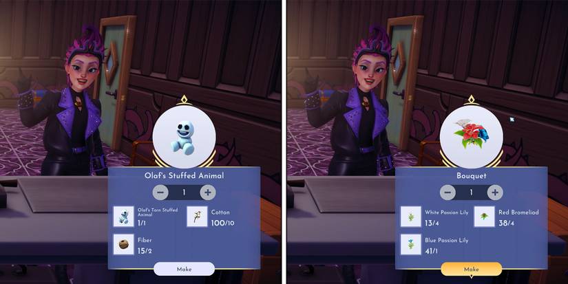 Crafting for Olaf's quest Like A Warm Hug in Disney Dreamlight Valley.