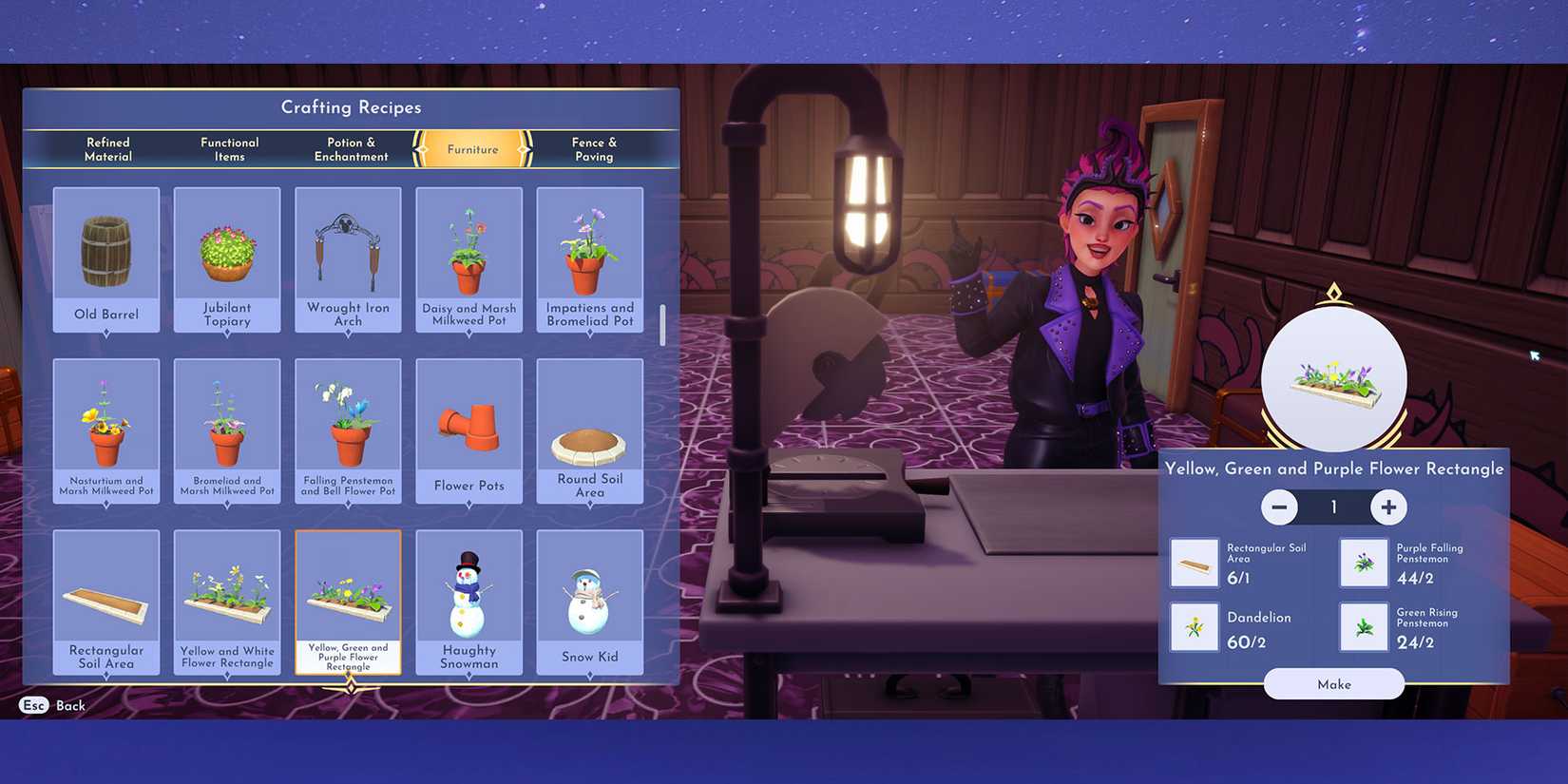 Crafting with flowers in Disney Dreamlight Valley