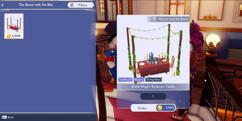 Ordering from Scrooge's Shop in Disney Dreamlight Valley.